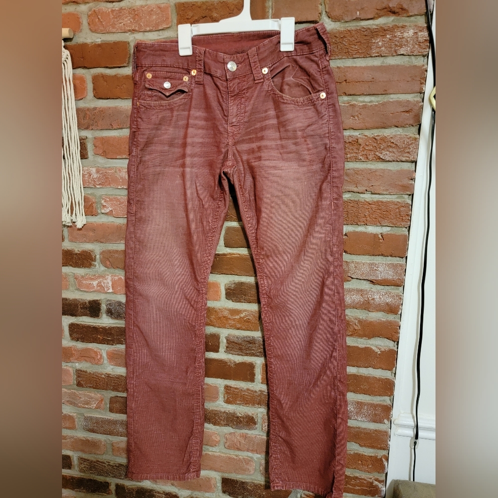 True Religion Rickey Corduroy Maroon/Burgundy Men's Jeans Size 31